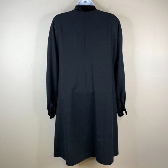 Vintage Evan Picone Dark Academia VELVET TRIM Wool Dress 4 Minimalist Classic - Picture 2 of 11